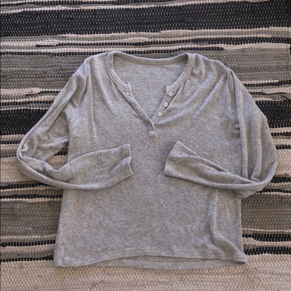 Brandy Melville grey half button long sleeve shirt